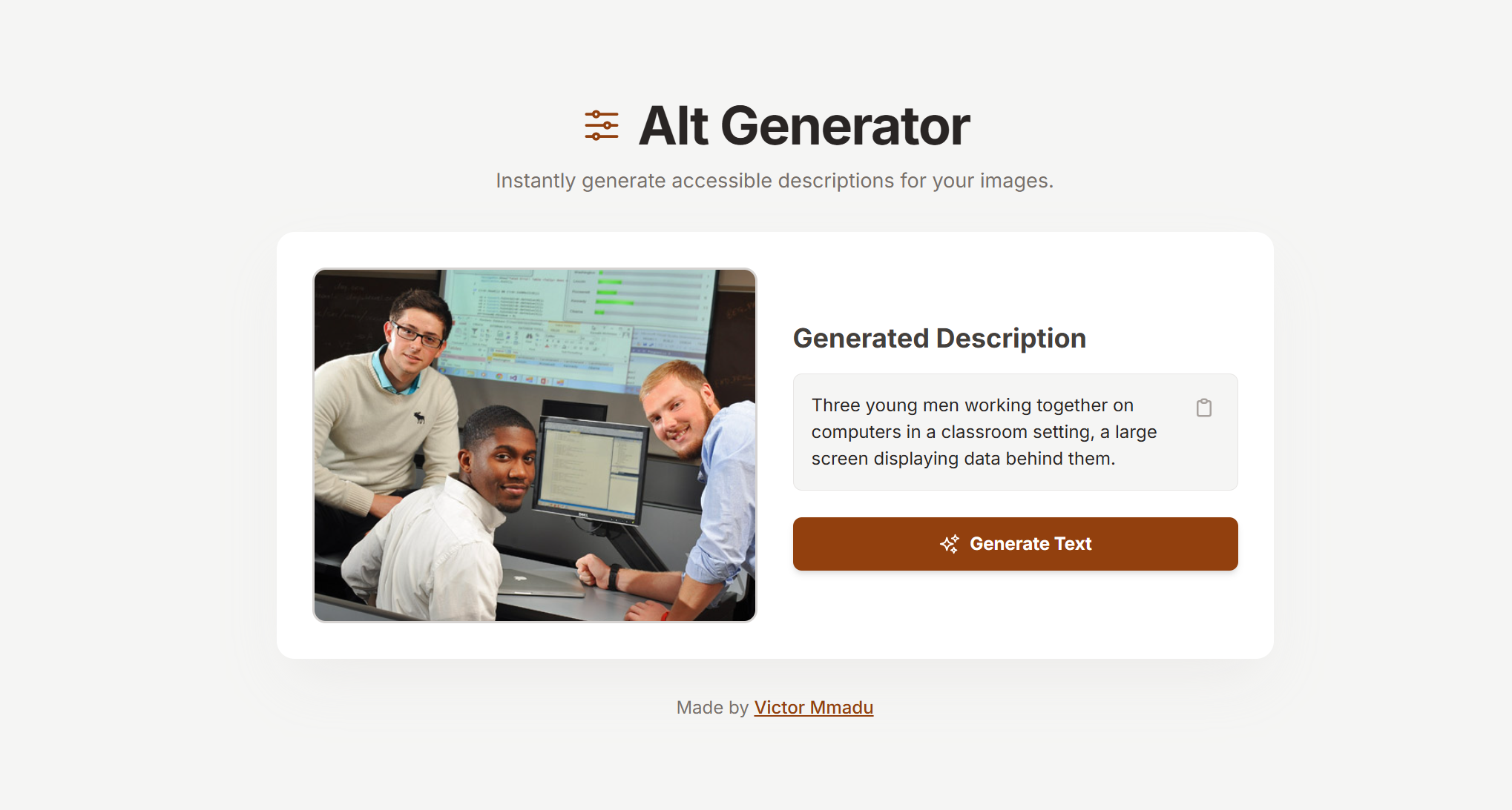 Screenshot of Alt-Generator